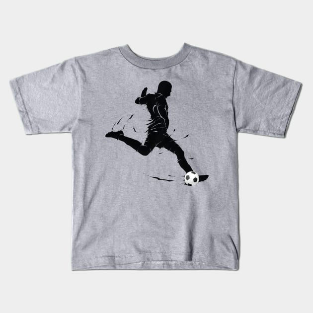 Soccer Player Kicking Soccer Ball Sports Kids T-Shirt by letnothingstopyou